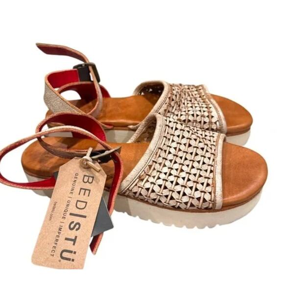 BEDSTU Brisa Sandals Leather Platform Almond Ankle Strap Shoe Handmade 8 NWT - Picture 2 of 14